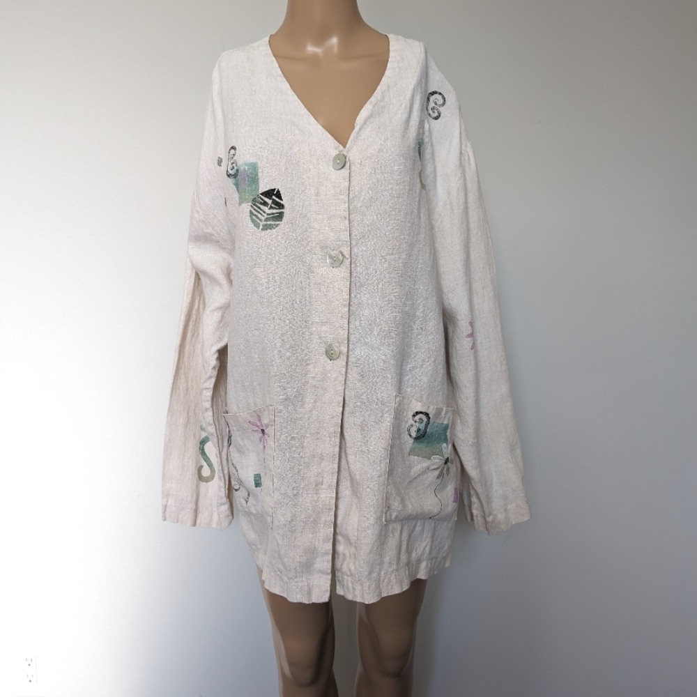 J Jill button up linen tunic top size L
